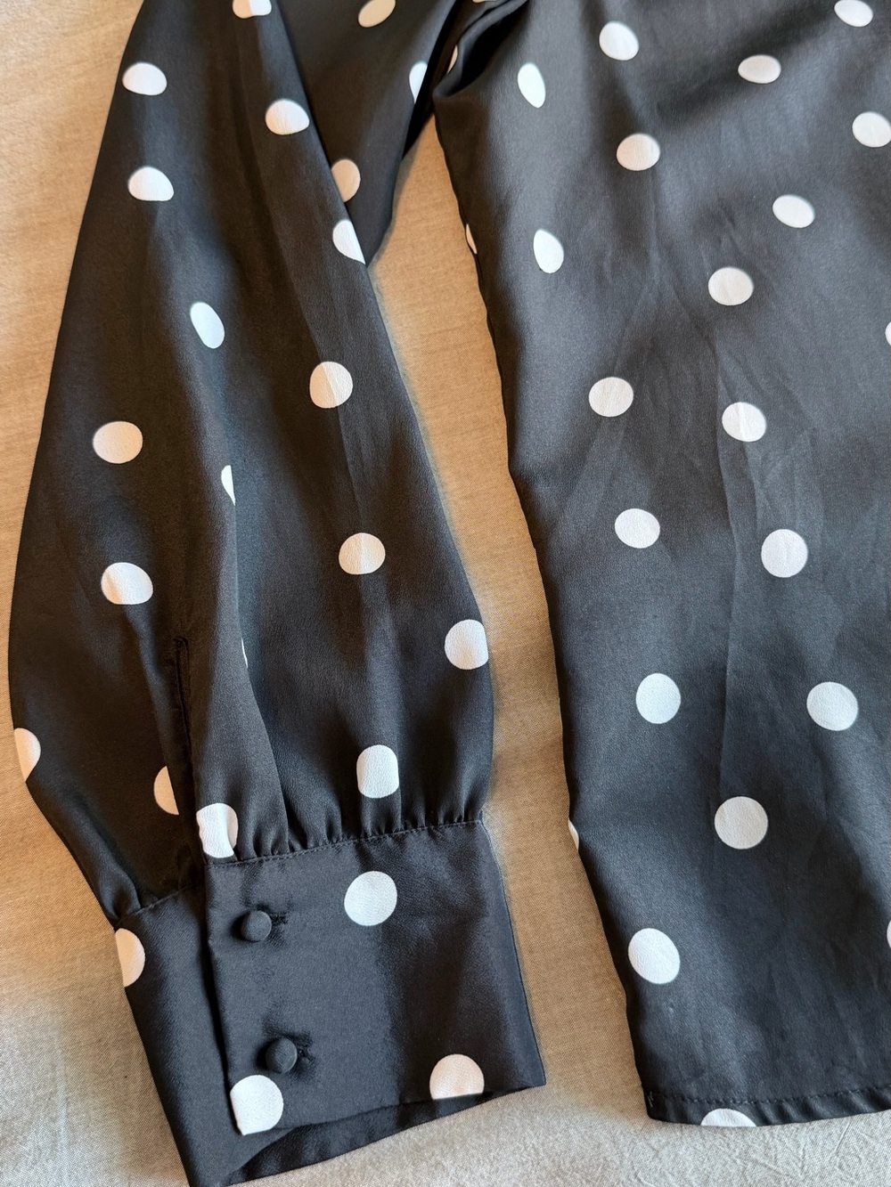 J. Crew Black Blouse with White Polka Dots, Large, Like new - Picture 5 of 10